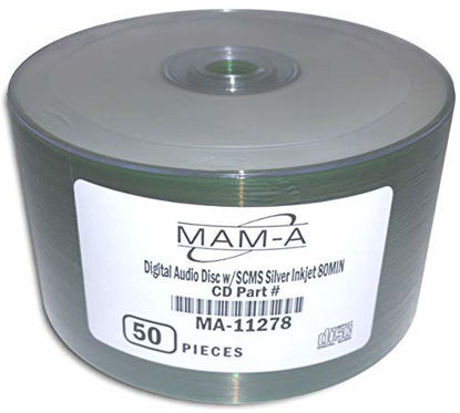 Picture of MAM-A (Mitsui) Digital-Audio Silver Inkjet Printable 80-Minute CD-R's 50-Pak in Shrinkwrap