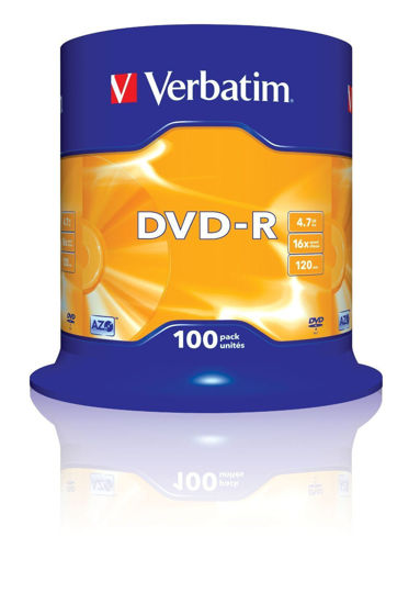 Picture of Verbatim 2330529 43549 4.7GB 16x DVD-R Matt Silver - 100 Pack Spindle