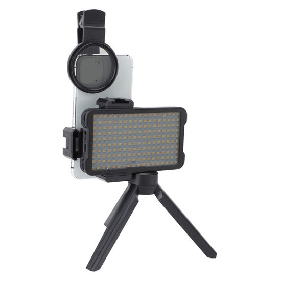 Picture of Photography Fill Light, Phone Fill Light Rechargeable 2400K-6400K 180pcs High CRI LED Chips with 52mm CPL Lens Filter for Smart Phone