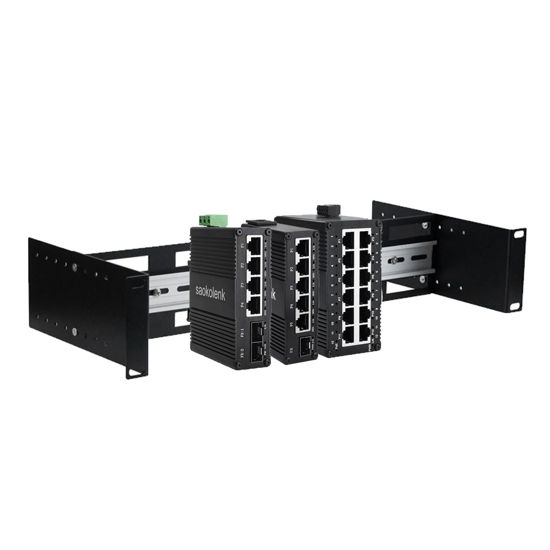 Picture of 2U 19 inch Din Rail Chassis Bracket Depth Adjustable Rackmount Kit Aluminum Rack Mount Rack Rails for 35mm Din-Rail Mounted Device Ethernet Switch Media Converter Shelf