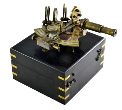 Picture of Brass Nautical Antique Sextant Replica Celestial Navigation Marine Navigation for Sale Navigation Brass Sextant - with Leather Case