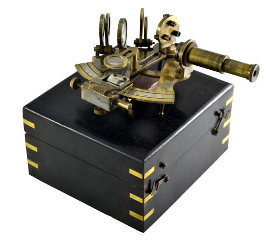 Picture of Brass Nautical Antique Sextant Replica Celestial Navigation Marine Navigation for Sale Navigation Brass Sextant - with Leather Case