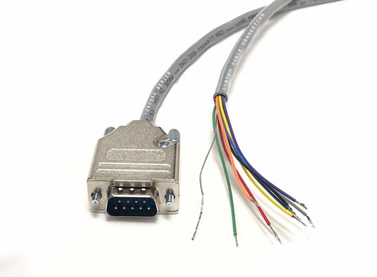 Picture of Custom Cable Connection 6 Foot DB9 Male to Blunt End RS232 Extension Serial Cable - 24 AWG with Grey PVC Jacket - Made in USA