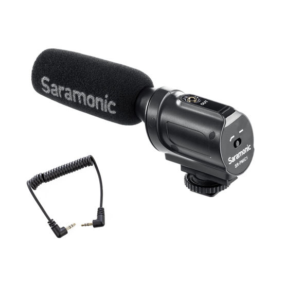 Picture of Saramonic SR-PMIC1 Super-Cardioid Unidirectional Condenser Microphone with Integrated Shockmount, Low-Cut Filter & Battery-Free Operation for DSLR Cameras & Camcorders, Black, 10.5