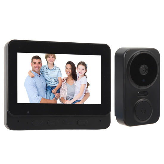 Picture of Video Doorbell Intercom System, Monitor with Metal HD Door Camera Video Intercom with 256G Card Record(not Included) APP Remote 2 Way Audio, Unlock for Home Security System