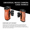 Picture of R027 Universal Wood Handgrip Handle for Camera Cage Rigs | Adjustable Configuration Left or Right with Cold Shoe and Threaded Mounts for Accessories