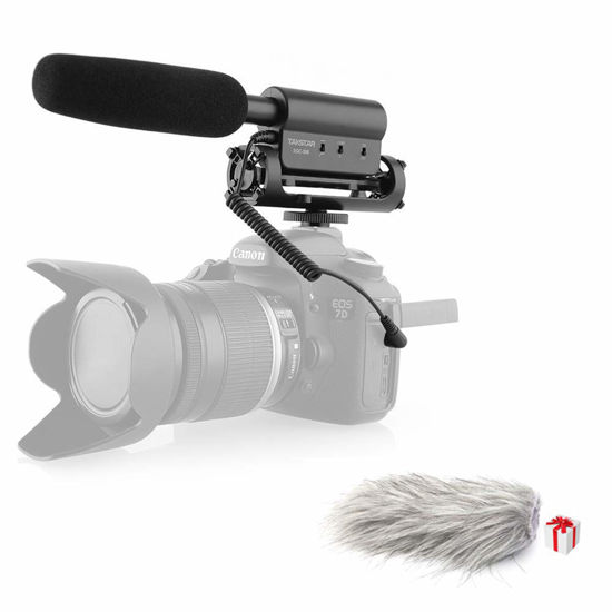 Picture of TAKSTAR SGC-598 Interview Shotgun Mic On Camera Video Microphone for Nikon Canon DSLR Camera with Furry Windscreen Muff, OPEN BOX