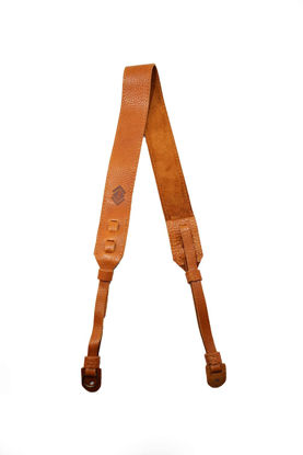 Picture of TETHER Tan Leather Camera Strap, Soft, Adjustable, Universal Compatibility, DSLR & SLR Camera (Suede, Metal), Canon, Nikon