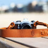Picture of TETHER Tan Leather Camera Strap, Soft, Adjustable, Universal Compatibility, DSLR & SLR Camera (Suede, Metal), Canon, Nikon