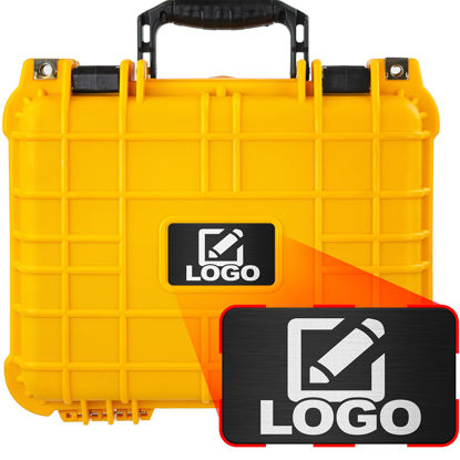 Picture of Eylar Protective Gear and Camera Hard Case with Custom Logo Plate, Waterproof & Shockproof w/Foam TSA Approved 13.37 Inch 11.62 Inch 6 Inch (Yellow)