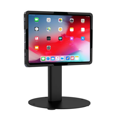 Picture of Mount-It! Universal Tablet Stand with Tilt, Anti-Theft Retail iPad POS Kiosk Stand, Fits Tablets from 9.7" to 13" Screen Size, 90° Rotation for Portrait and Horizontal Viewing, Durable Steel, Black
