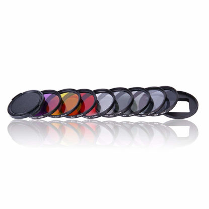 Picture of QKOO Camera Lens Filter Kit for GoPro Hero 7 Black/(2018)/Hero 6 Black/5 Black - Professional 52mm Lens Filter Set (CPL + UV + ND2 + ND8 + Star 8 + Red + Yellow + FLD/Purple) + Adapter Ring + Lens Cap