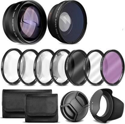 Picture of Deluxe Lens Kit for Canon EOS R100 R50 R10 with RF-S 18-45mm Kit Lens,Includes: 7pc 49mm Filter Set + 49mm Wide Angle and Telephoto Lens