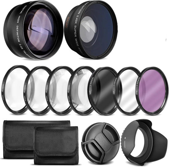 Picture of Deluxe Lens Kit for Canon EOS R100 R50 R10 with RF-S 18-45mm Kit Lens,Includes: 7pc 49mm Filter Set + 49mm Wide Angle and Telephoto Lens