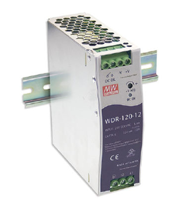 Picture of MEAN WELL WDR-120-12 Power Supply Switching Din Rail 120W 12 VDC, 10 Amp