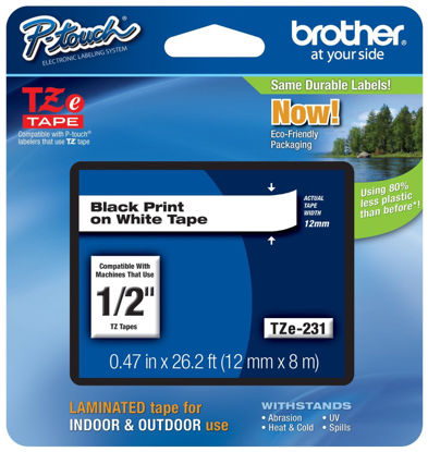Picture of 4 Pack Brother P-touch ~1/2" (0.47") Black on White Standard Laminated Tape - 26.2 ft. (8m)