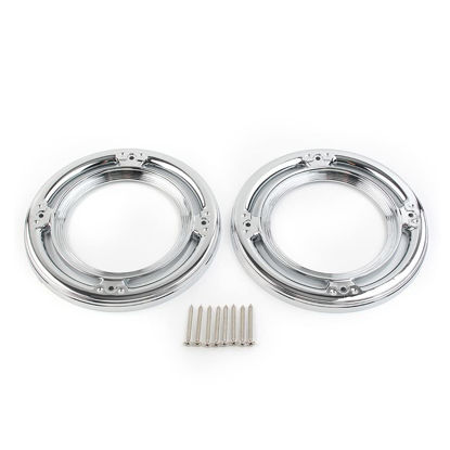 Picture of FSFY 2pcs Motorcycle Chrome Rear Speaker Grill Cover,ABS Flame Speaker Grill Accent Trim Cover For Harley Touring Electra Glide 1996-2013,Trikes 2009-2013