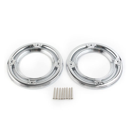 Picture of FSFY 2pcs Motorcycle Chrome Rear Speaker Grill Cover,ABS Flame Speaker Grill Accent Trim Cover For Harley Touring Electra Glide 1996-2013,Trikes 2009-2013
