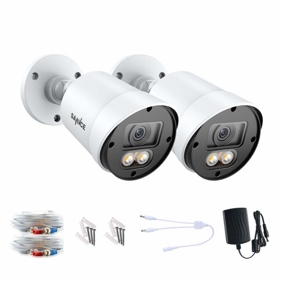 Picture of SANNCE 2 Pack 1080P Full Colorful Night Vision CCTV Camera, 2.0MP HD-TVI Wide Angle Bullet Security Camera with 2 Warm Lights Built-in, Indoor and Outdoor Use, 100ft Clear Full Color Night Vision