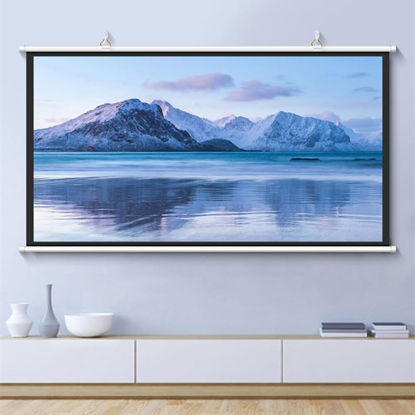 Picture of GSKDZG Manual Pull Down Projector Screen 30" 40" 50" 60" 72" Home Theater Projection Screen HD 4K 4:3 16:9 Format Movie Screen for Indoor Outdoor, Anti-Crease(40 Inch (4:3))