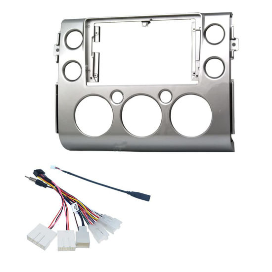 Picture of Fits for Toyota FJ Cruiser 2007-2018 Silver Car Radio Stereo Fascia Frame Double DIN 9 inch Dash Installation Mounting Kit