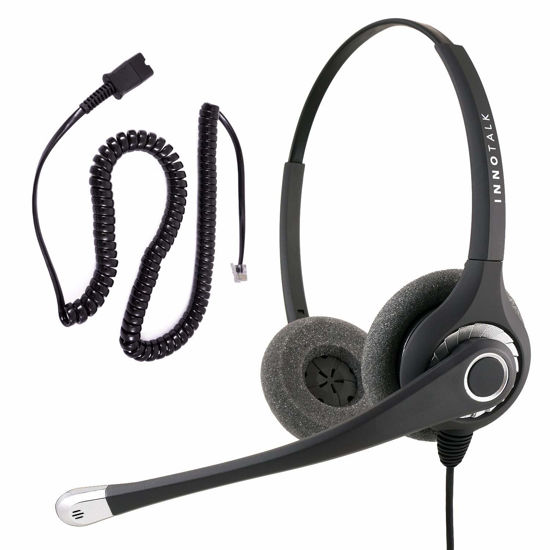 Picture of INNOTALK Phone Headset Compatible with Cisco 7821 7841 7861 7931 7940 7941 7942 7945 - Professional Binaural Noise Cancel Mic Headset for Office Telephone Headset