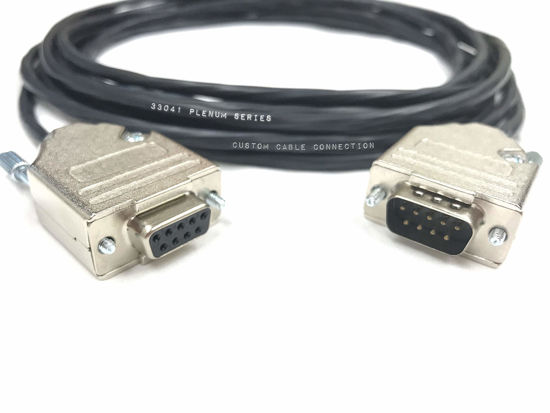 Picture of 6 Foot DB9 Male to Female RS232 Plenum Extension Serial Cable - 22 AWG with Plenum Black Jacket - Made in The USA by Custom Cable Connection