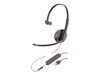 Picture of Plantronics Blackwire C3215 Headset - Mono - Black - USB Type A, Mini-Phone - Wired - 20 Hz - 20 kHz - Over-The-Head - Monaural - Supra-aural - Noise Cancelling Microphone (209746-22)