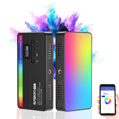 Picture of Sutefoto RGB LED Video Light 15 (W) /360° Full Colors/CRI 96+/5000mAh Battery/ 2800K-10000K On-Camera Lighting Mini Pocket Light for Vlog YouTube Videos, Portable LED Camera Light.