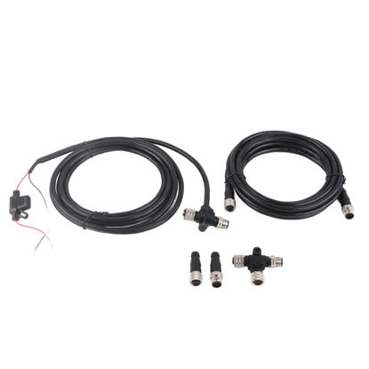 Picture of EVGATSAUTO for NMEA2000 Starter Kit, ABS IP67 Waterproof for NMEA 2000 Backbone Cables T Connector Power Cable Male Female Resistor 3 Port Adapter for Garmin Networks