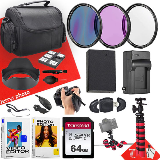 Picture of 58mm Accessory Bundle for Canon EOS Rebel: T8i, T7i, T6i, T6s, SL3, SL2; 77D, R8 + 64GB Transcend SD Memory Card + Battery + Battery Charger + Filters + Spider Tripod + More (18pc Bundle)