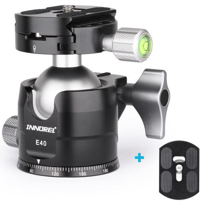 Picture of Low Profile Tripod Ball Head-INNOREL 360°Panoramic CNC Metal Camera Tripod Ballhead with 1/4" Arca Swiss Universal Quick Release Plate for Tripods,Monopod,DSLR Cameras,Camcorder,Max Load 20kg (E40)