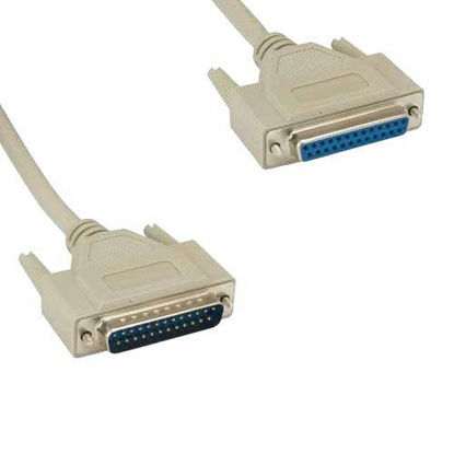 Picture of Kentek 100 Feet FT DB25 25 Pin Serial Printer Extension Cable Cord 28 AWG Male to Female M/F Molded Straight-Through RS-232 Port Beige for PC Mac Linux Modem