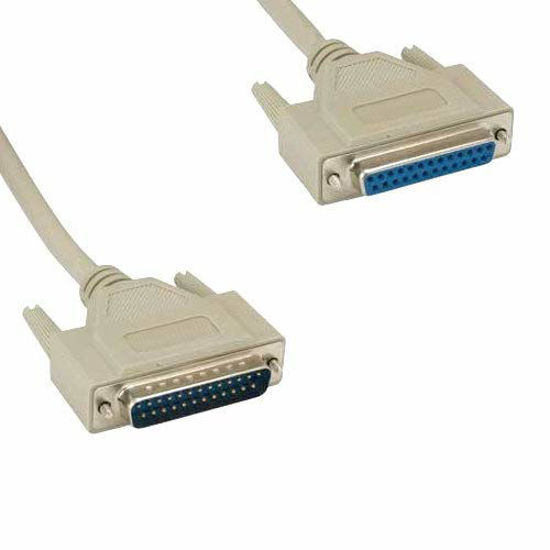 Picture of Kentek 100 Feet FT DB25 25 Pin Serial Printer Extension Cable Cord 28 AWG Male to Female M/F Molded Straight-Through RS-232 Port Beige for PC Mac Linux Modem