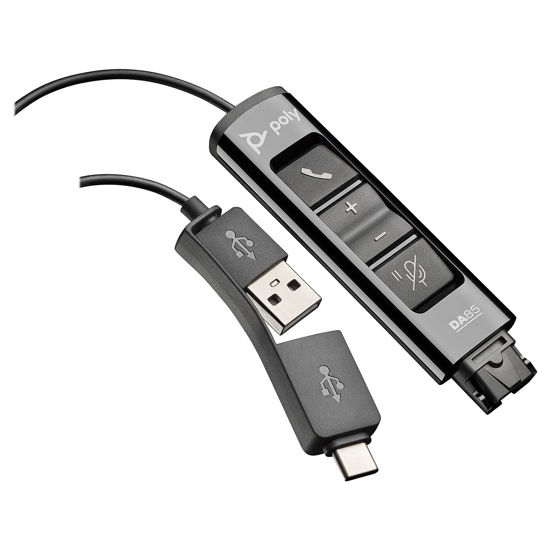 Picture of Poly - DA85 USB-A/USB-C digital adapter (Plantronics) - Works with Poly Call Center Quick Disconnect (QD) Headsets - Acoustic Hearing Protection -Works with Avaya, Genesys,&Cisco call center platforms