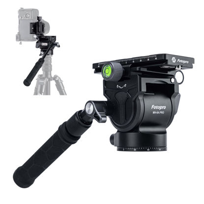 Picture of Fotopro Aluminum Video Fluid Head with Handle, Heavy Duty Vertical Horizontal Shooting Camera Tripod Head with Sliding QR Plate for DSLR Cameras Camcorders, Max Load 5kg/11 lbs, MH-6A Pro