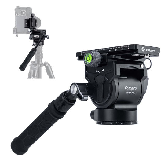 Picture of Fotopro Aluminum Video Fluid Head with Handle, Heavy Duty Vertical Horizontal Shooting Camera Tripod Head with Sliding QR Plate for DSLR Cameras Camcorders, Max Load 5kg/11 lbs, MH-6A Pro