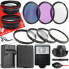 Picture of 49mm Accessory Bundle for Canon EOS R100, R50, R10, M5, M6 Mark II, M6 + Wide Angle and Telephoto Lens + Battery + Battery Charger + Filters + Slave Flash + More (17pc Bundle)