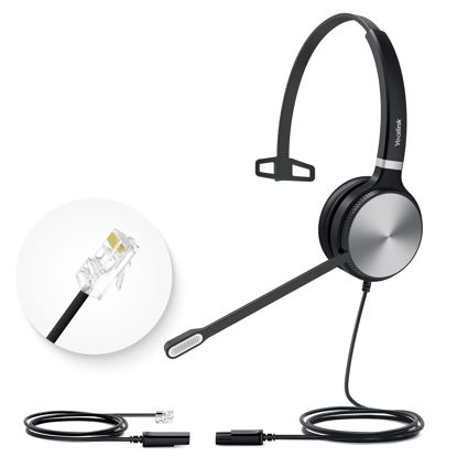 Picture of Yealink Phone Headsets for Office Phones YHS36 QD to RJ9 Wired Headset Compatible with Cisco Desk Phones 8800/7800/7900/6945 Series Landline Telephone Headset with Microphone -Mono/124g/2.1m Cable