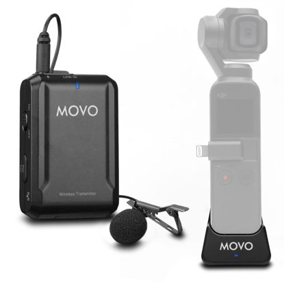 Picture of Movo Edge-OP Wireless Lavalier Microphone for Osmo Pocket 1 and 2 - Wireless Clip-on Lapel Mic, Transmitter, and Receiver Set for Video, Vlogging, Filming