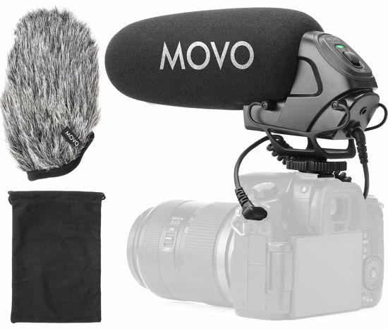 Picture of Movo VXR3030 Camera Shotgun Microphone - Supercardioid Microphone with Headphone Monitoring for DSLR's, Mirrorless, Recorders, and Camcorders