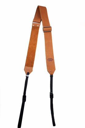 Picture of TETHER Tan Leather Overlap Strap. Two-in-one Highly Adjustable Leather Camera Strap for DSLR/SLR/Mirrorless Cameras Strap for Nikon, Canon, Olympus, Fujifilm.