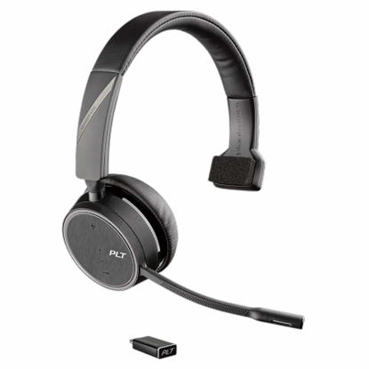 Picture of Plantronics - Voyager 4210 UC USB-C (Poly) - Bluetooth Single-Ear (Monaural) Headset - Connect to PC, Mac, & Desk Phone - Noise Canceling - Works with Teams, Zoom & More