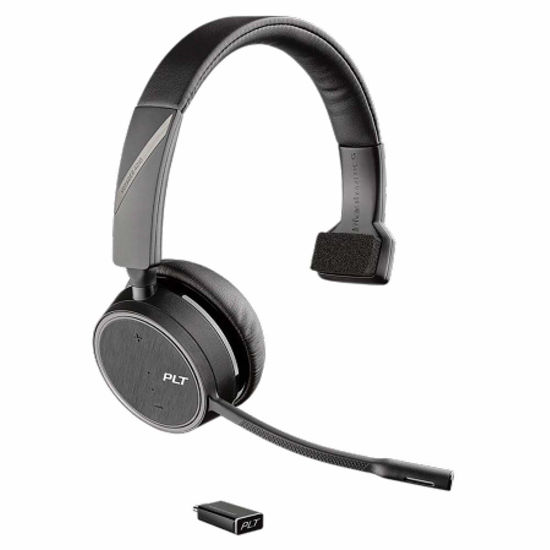 Picture of Plantronics - Voyager 4210 UC USB-C (Poly) - Bluetooth Single-Ear (Monaural) Headset - Connect to PC, Mac, & Desk Phone - Noise Canceling - Works with Teams, Zoom & More