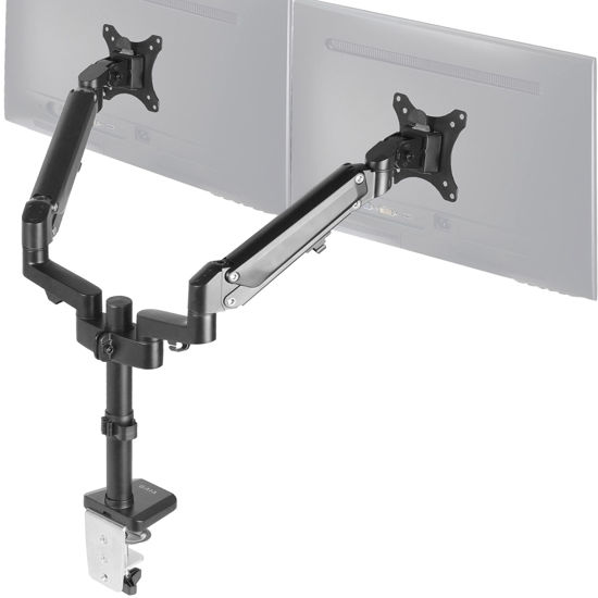 Picture of VIVO Heavy Duty Dual 17 to 32 inch Monitor Pneumatic Spring Arm Stand, Aluminum Clamp-on Desk Mount, Fits 2 Screens, Max VESA 100x100, Black, STAND-V200G