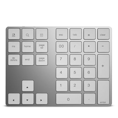 Picture of Number Keyboard 34-Keys Numeric Keypad + USB Type-C Hub Bluetooth Numeric Keypad,Rechargeable Number Pad Slim External Numpad Keyboard Data Entry, for Windows, OS, Android(Silver)