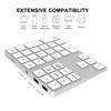 Picture of Number Keyboard 34-Keys Numeric Keypad + USB Type-C Hub Bluetooth Numeric Keypad,Rechargeable Number Pad Slim External Numpad Keyboard Data Entry, for Windows, OS, Android(Silver)