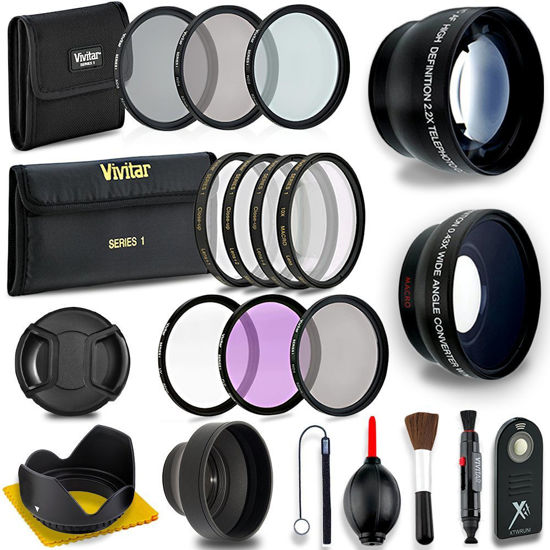 Picture of 52MM Professional Lens & Filter Bundle - Complete DSLR/SLR Compact Camera Accessory Kit - Lenses (Telephoto, Wide Angle), Filters (Macro, ND, UV, CPL, FLD), Cleaning Tools + More Accessories