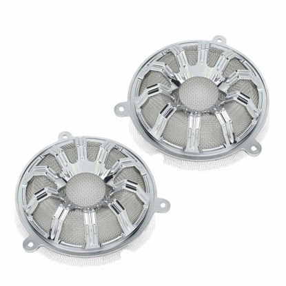 Picture of YHMTIVTU Speaker Grill Cover CNC Front Speaker Grill Accents Fit for Harley Touring Glide 2014-2023 Chrome