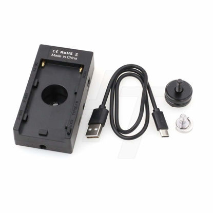 Picture of HangTon NP-F970 Battery Mount Plate 12V 8V DC 5V 9V USB Type C A Output Power Adapter for DSLR Camera Monitor, On/Off Switch, NP-F Charger (with 1/4'' Screw) (WY-F01A)